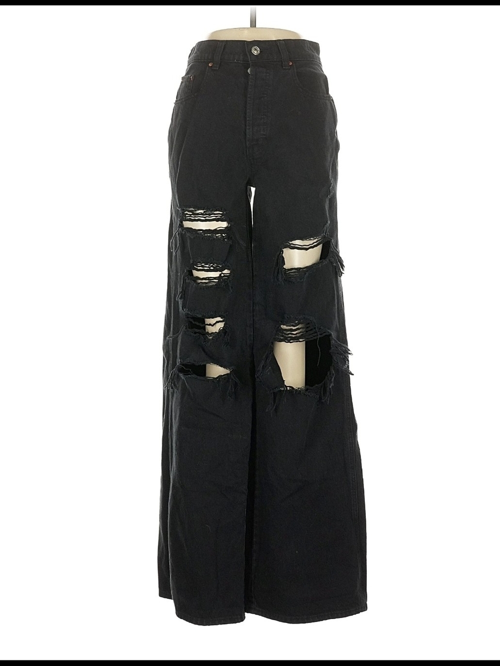 PacSun Black Distressed Wide-Leg Jeans